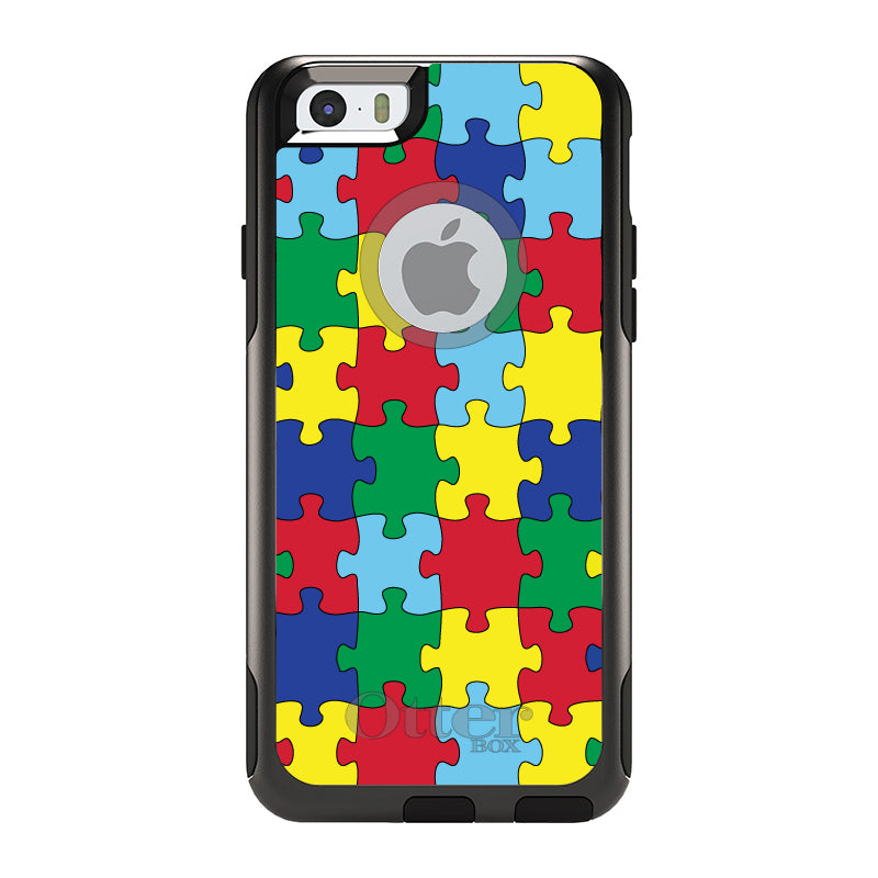 Primary Color Puzzle Pieces Autism OtterBox Commuter Case for iPhone & Galaxy, view 4