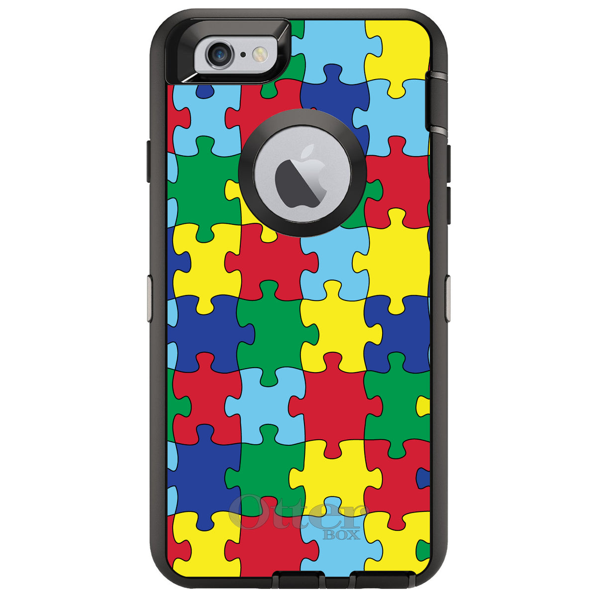 Primary Color Puzzle Pieces Autism OtterBox Defender Case for iPhone & Galaxy, view 4