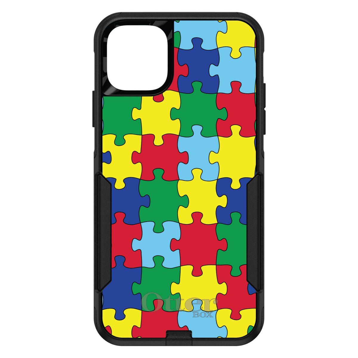 Primary Color Puzzle Pieces Autism OtterBox Commuter Case for iPhone & Galaxy, view 2