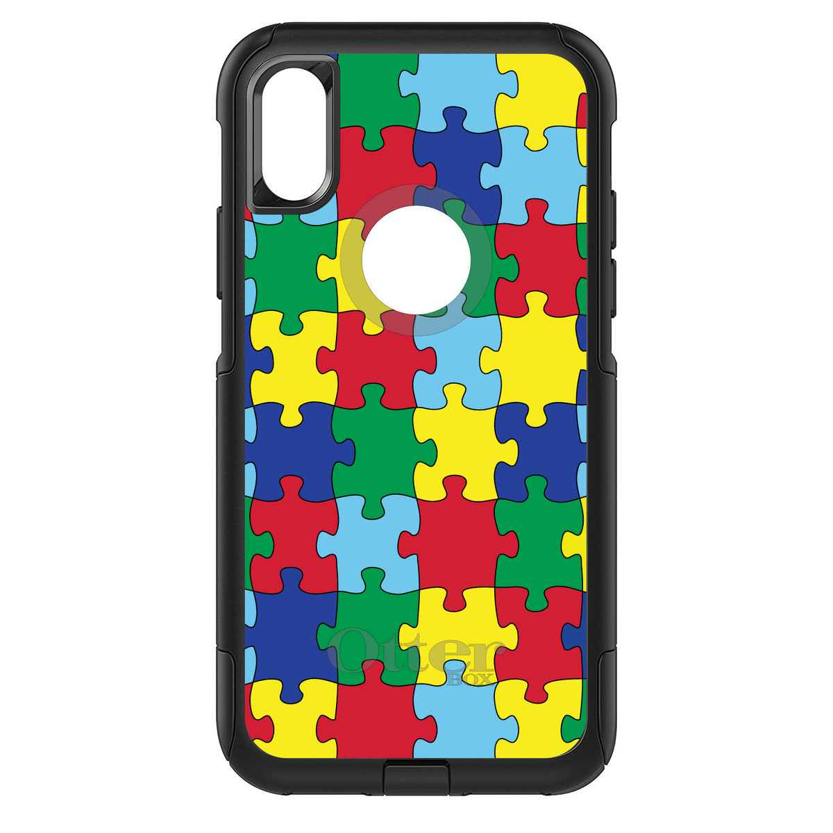 Primary Color Puzzle Pieces Autism OtterBox Commuter Case for iPhone & Galaxy, view 3