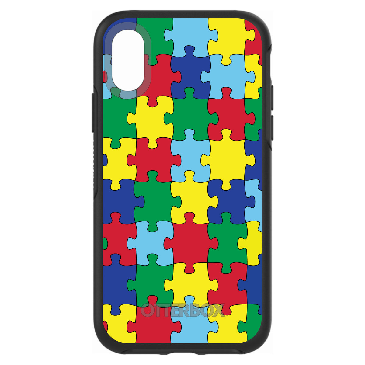 Primary Color Puzzle Pieces Autism OtterBox Symmetry Case for iPhone & Galaxy, view 4