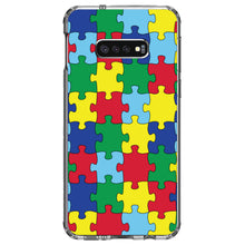 DistinctInk® Clear Shockproof Hybrid Case for Apple iPhone / Samsung Galaxy / Google Pixel - Primary Color Puzzle Pieces Autism