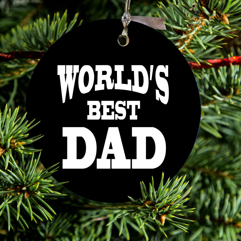 Black White World's Best Dad Ceramic Ornament, view 2