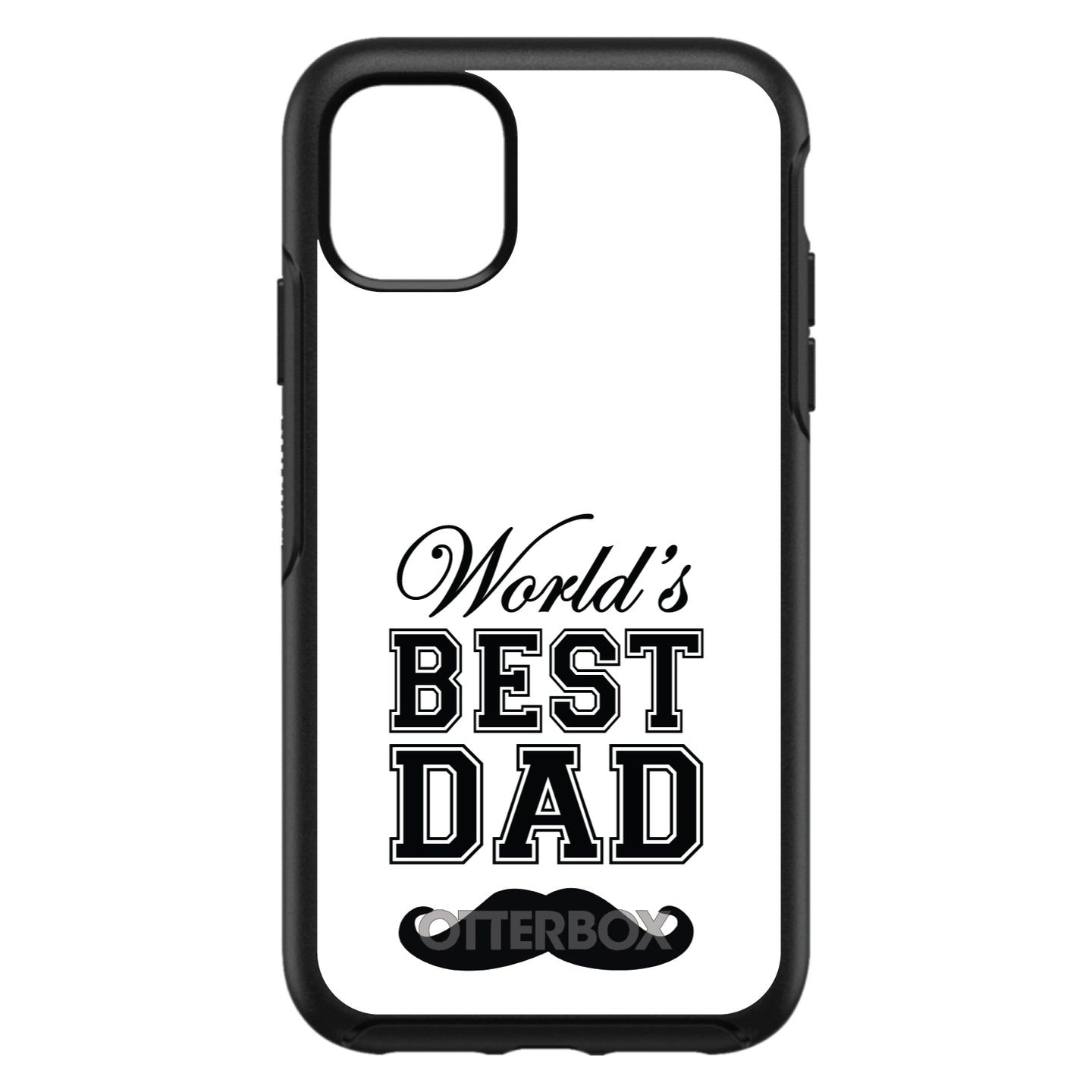DistinctInk™ OtterBox Symmetry Series Case for Apple iPhone / Samsung Galaxy / Google Pixel - Black Worlds Best Dad Moustache
