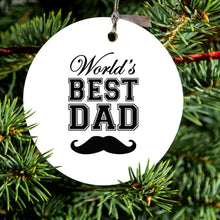 Black World's Best Dad Moustache Ceramic Ornament