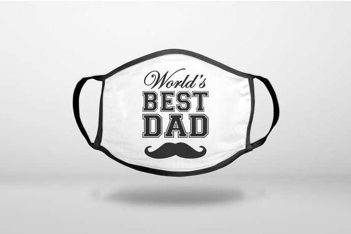 Black World's Best Dad Moustache - 3-Ply Reusable Soft Face Mask Covering, Unisex, Cotton Inner Layer