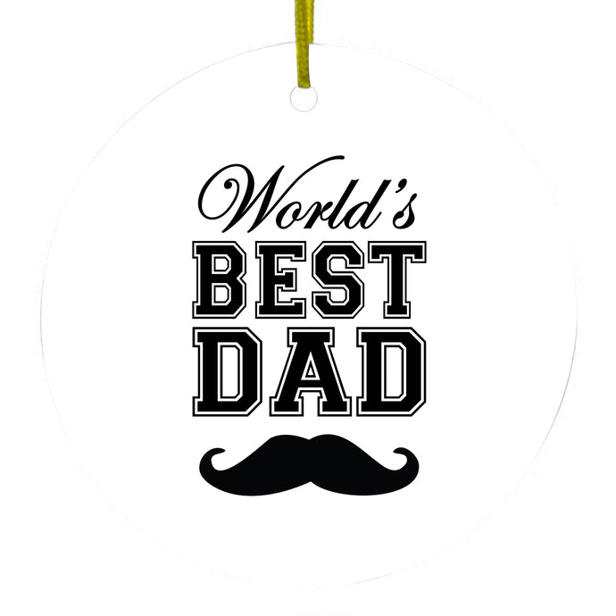 Black World's Best Dad Moustache Ceramic Ornament