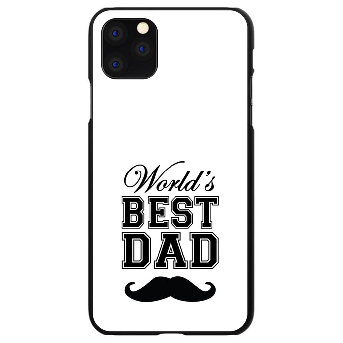 DistinctInk® Hard Plastic Snap-On Case for Apple iPhone or Samsung Galaxy - Black Worlds Best Dad Moustache