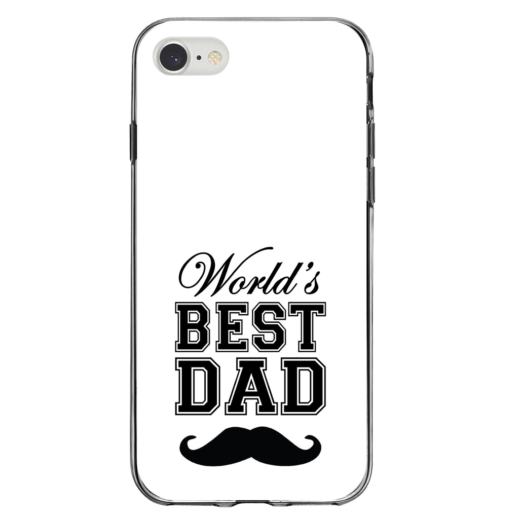 Black World's Best Dad Moustache Clear Shockproof iPhone Case, view 5