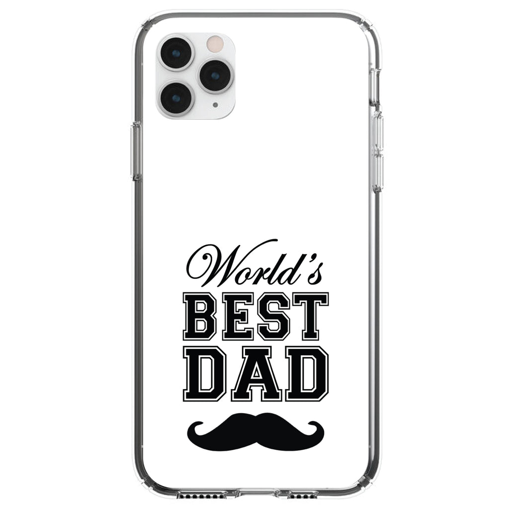 Black World's Best Dad Moustache Clear Shockproof iPhone Case