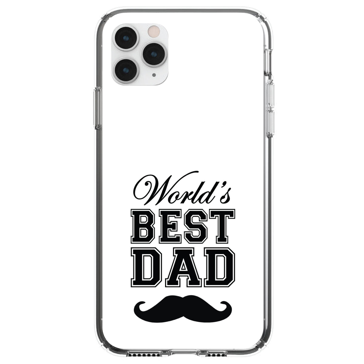 Black World's Best Dad Moustache Clear Shockproof iPhone Case