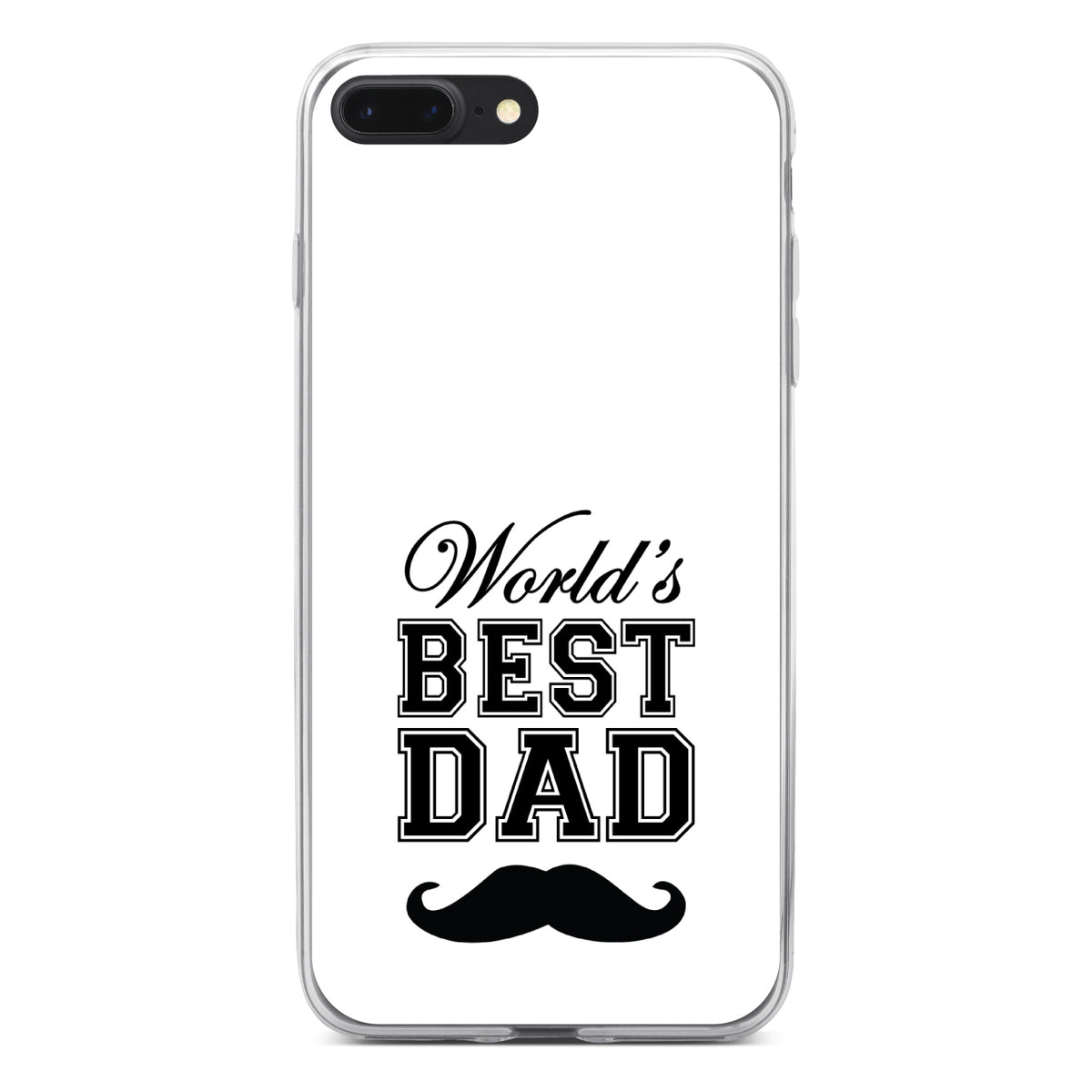 Black World's Best Dad Moustache Clear Shockproof iPhone Case, view 6