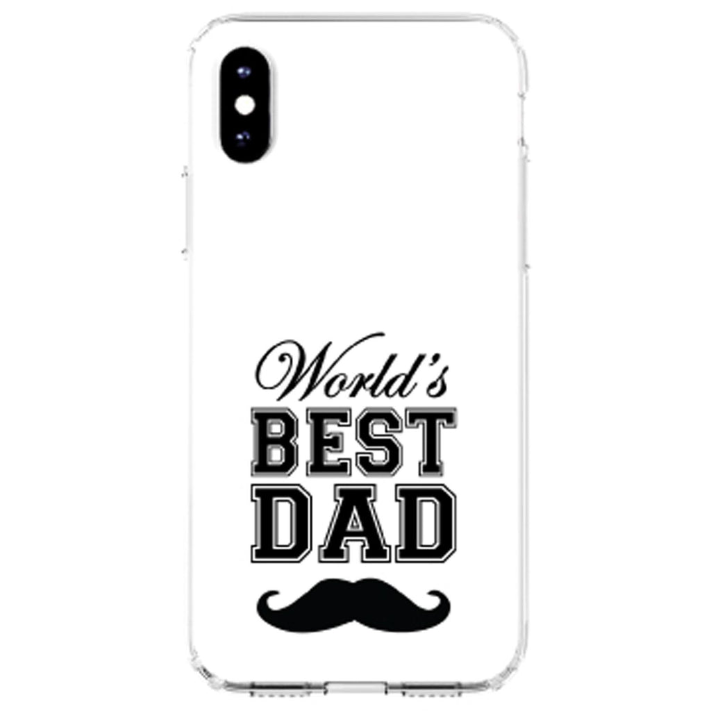 Black World's Best Dad Moustache Clear Shockproof iPhone Case, view 3