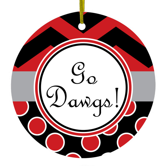 Red Black Go Dawgs Ceramic Ornament