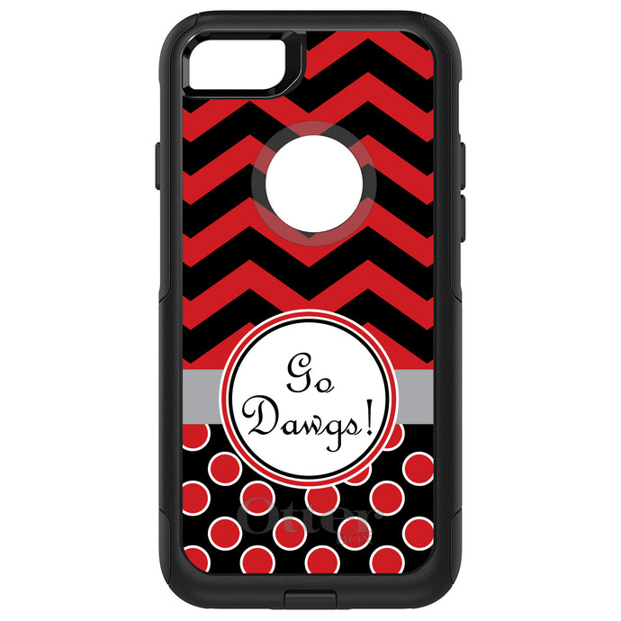 DistinctInk OtterBox Commuter Series Case for Apple iPhone or Samsung Galaxy - Red Black Go Dawgs