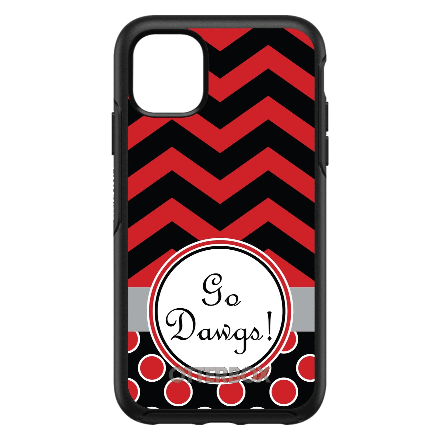 DistinctInk™ OtterBox Symmetry Series Case for Apple iPhone / Samsung Galaxy / Google Pixel - Red Black Go Dawgs