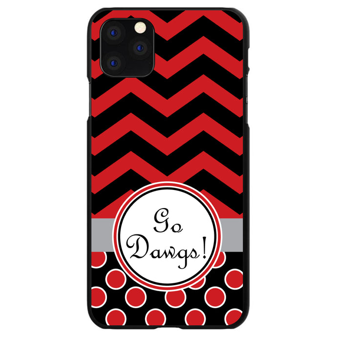 DistinctInk® Hard Plastic Snap-On Case for Apple iPhone or Samsung Galaxy - Red Black Go Dawgs
