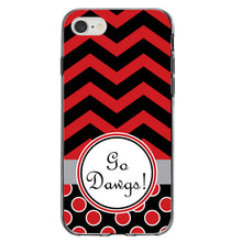 DistinctInk® Clear Shockproof Hybrid Case for Apple iPhone / Samsung Galaxy / Google Pixel - Red Black Go Dawgs