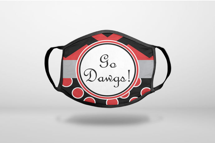 Red Black Go Dawgs - 3-Ply Reusable Soft Face Mask Covering, Unisex, Cotton Inner Layer