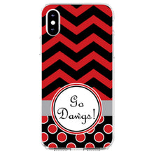 DistinctInk® Clear Shockproof Hybrid Case for Apple iPhone / Samsung Galaxy / Google Pixel - Red Black Go Dawgs