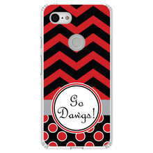 DistinctInk® Clear Shockproof Hybrid Case for Apple iPhone / Samsung Galaxy / Google Pixel - Red Black Go Dawgs