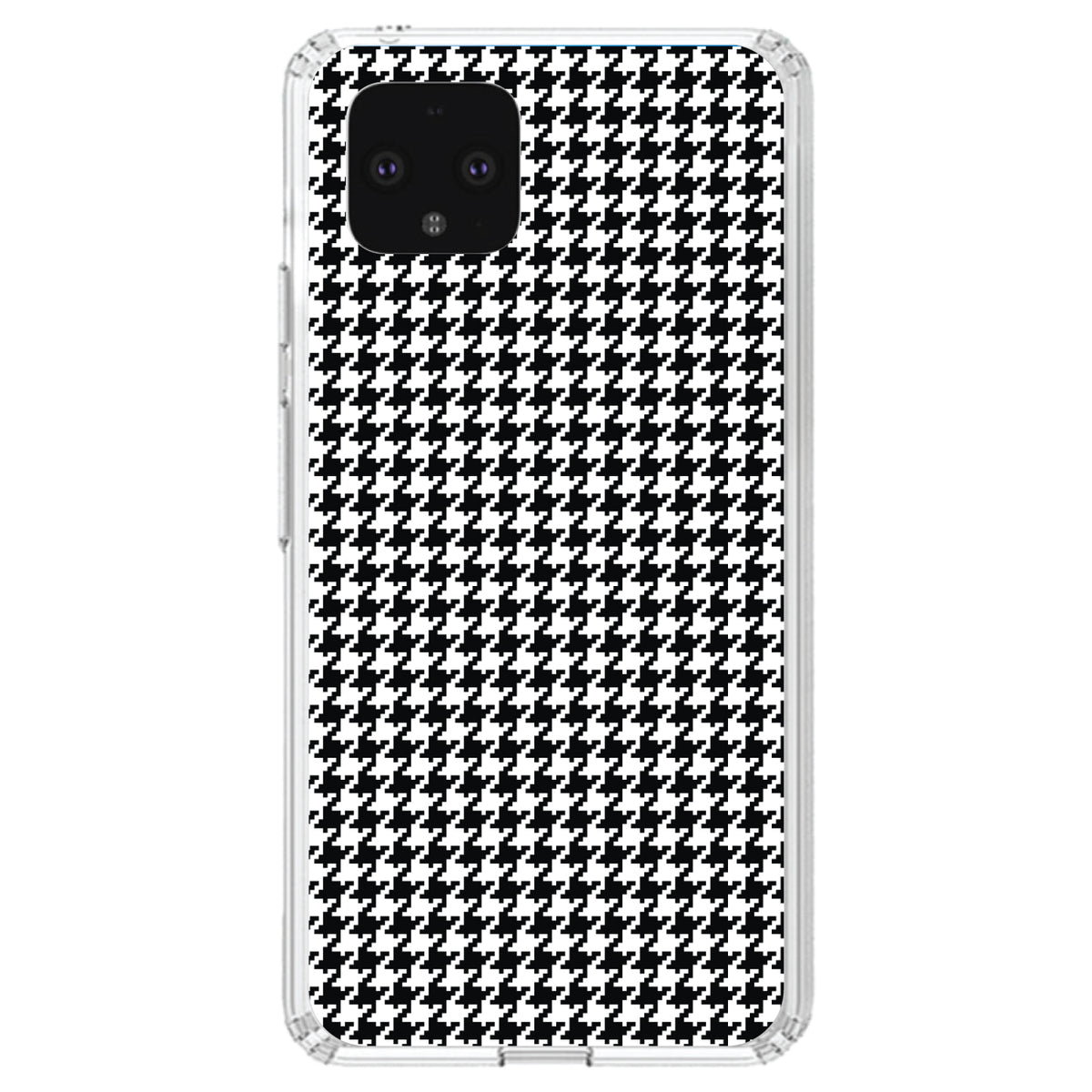 Black White Houndstooth Pattern Clear Shockproof iPhone Case, view 23