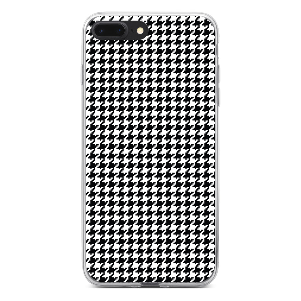 Black White Houndstooth Pattern Clear Shockproof iPhone Case, view 6