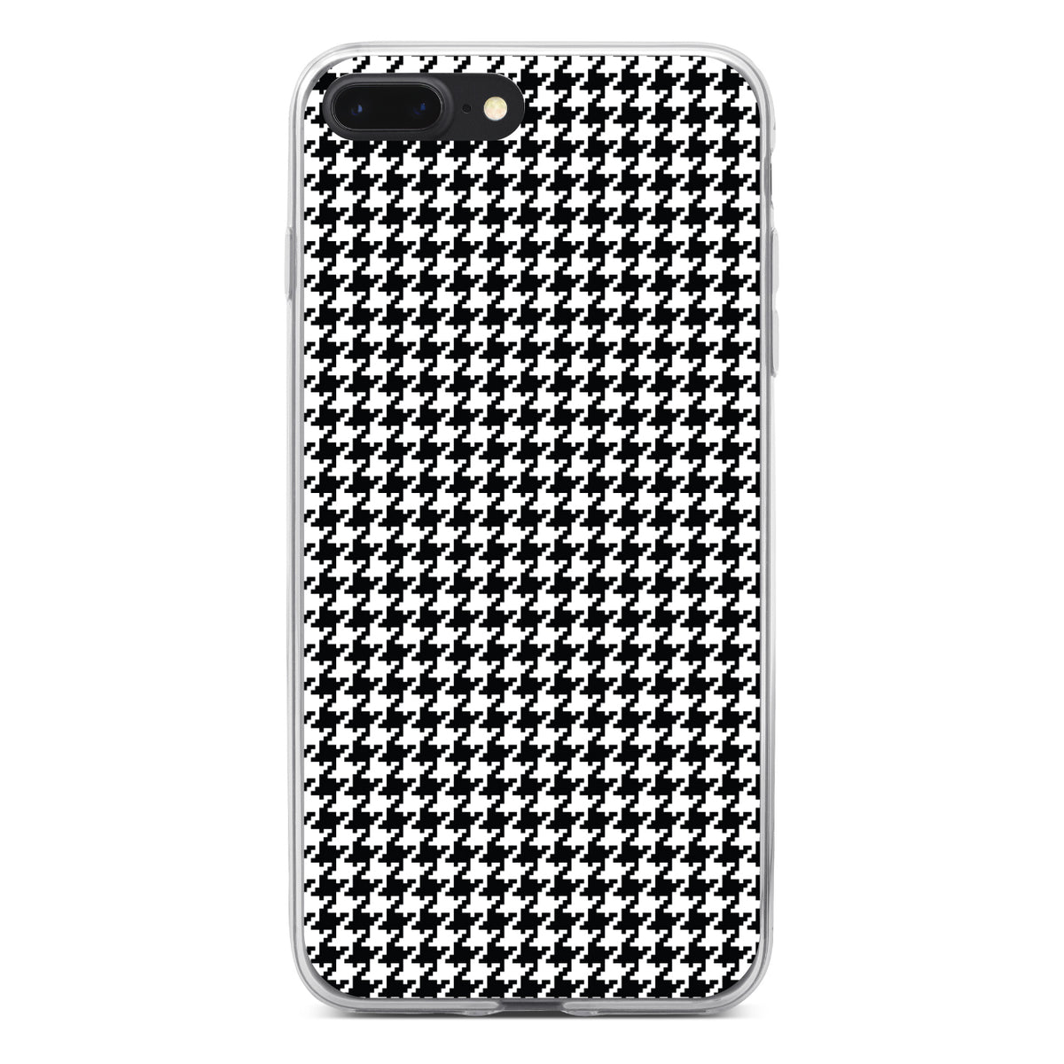 Black White Houndstooth Pattern Clear Shockproof iPhone Case, view 6