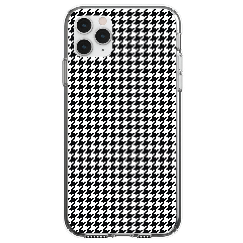 Black White Houndstooth Pattern Clear Shockproof iPhone Case