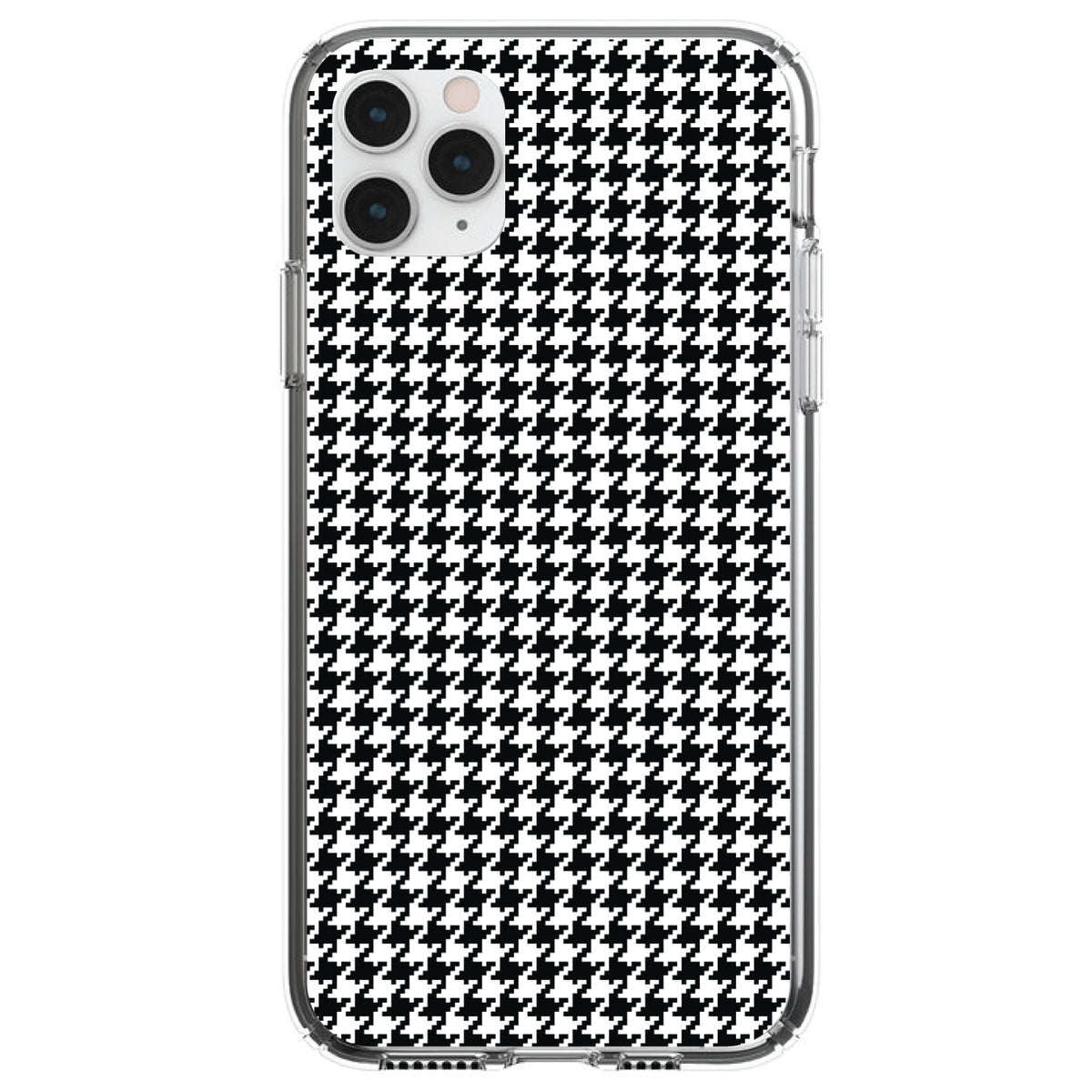Black White Houndstooth Pattern Clear Shockproof iPhone Case