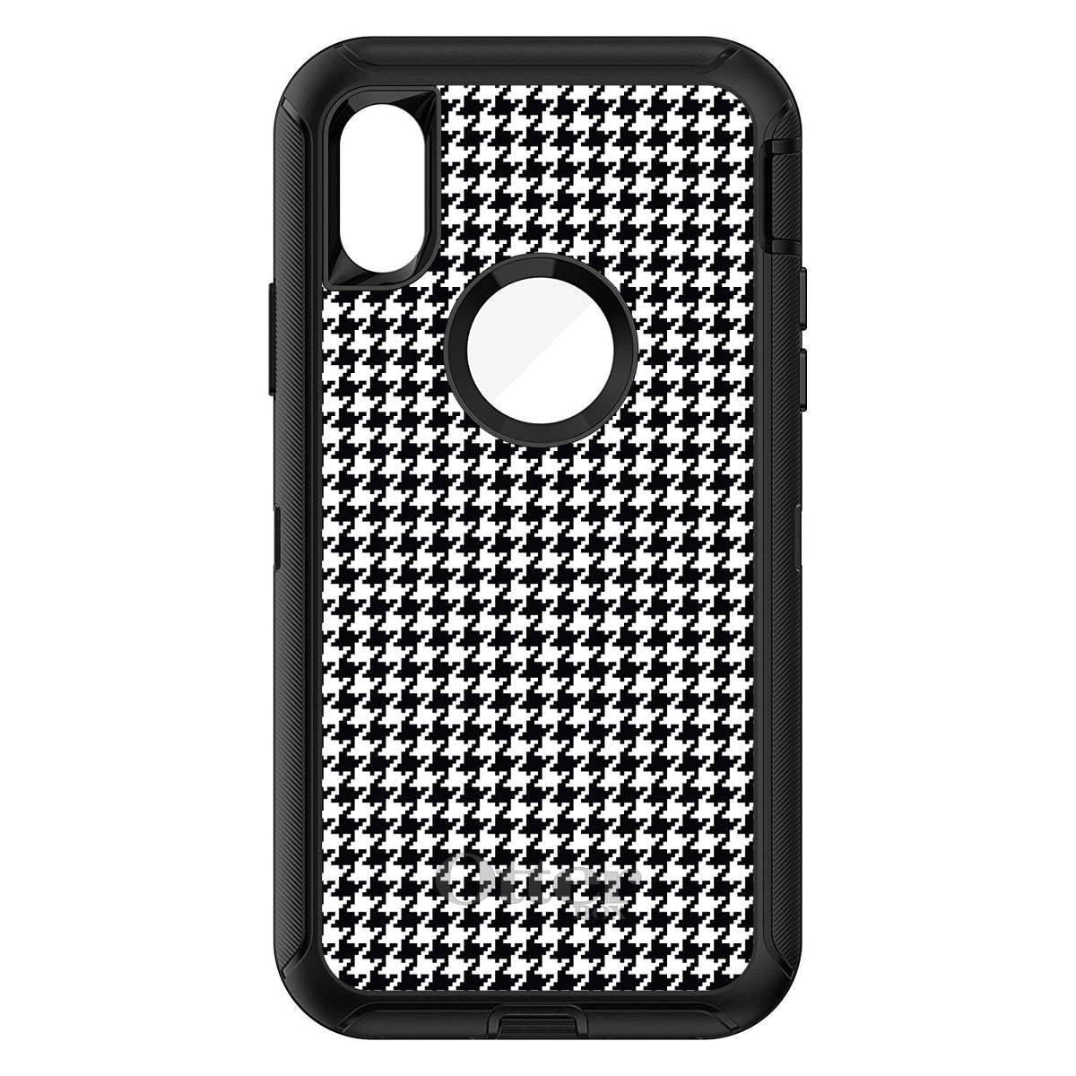 Black White Houndstooth Pattern OtterBox Defender Case for iPhone & Galaxy, view 3