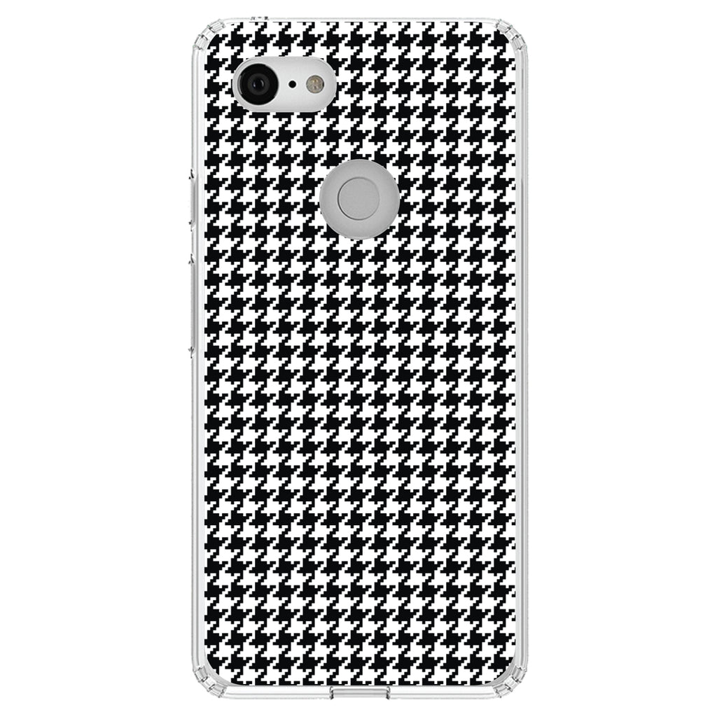 Black White Houndstooth Pattern Clear Shockproof iPhone Case, view 21