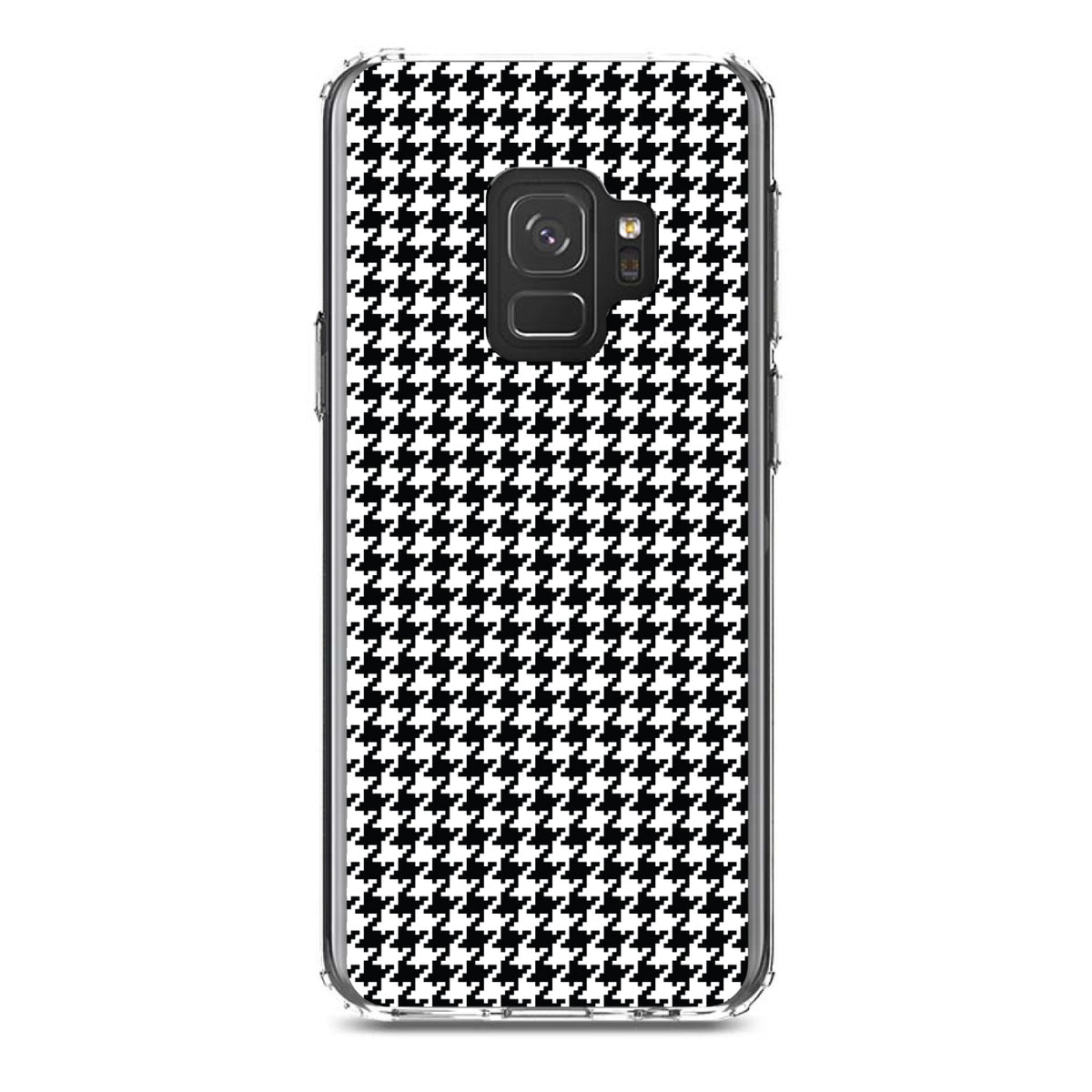Black White Houndstooth Pattern Clear Shockproof iPhone Case, view 19