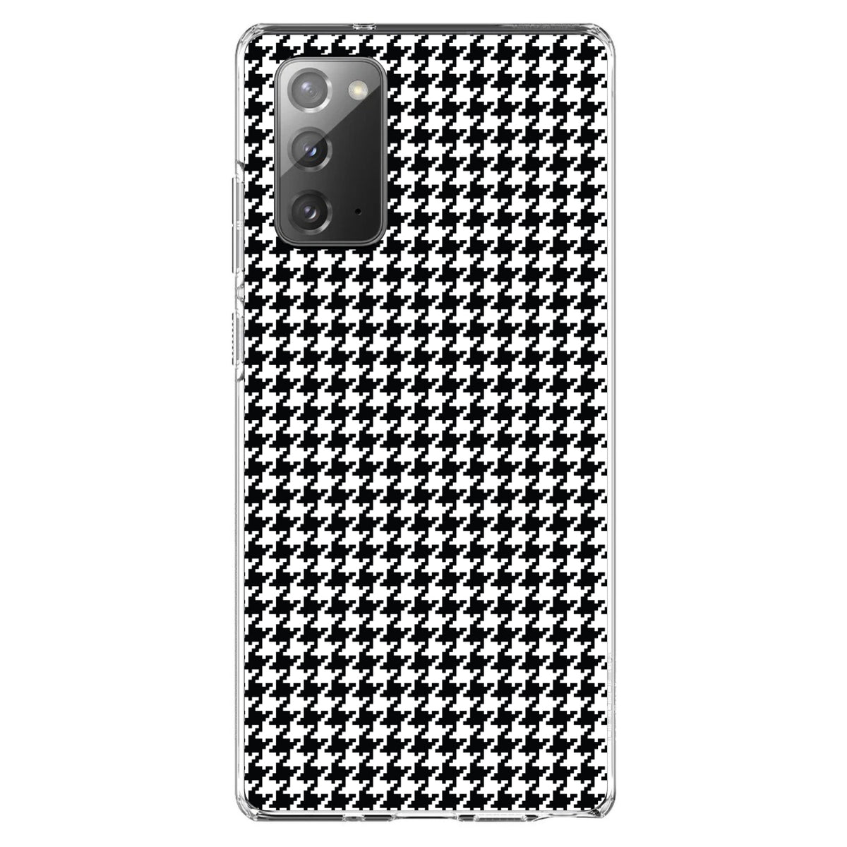 Black White Houndstooth Pattern Clear Shockproof iPhone Case, view 8
