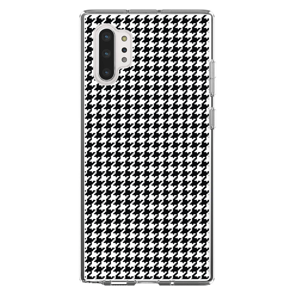 Black White Houndstooth Pattern Clear Shockproof iPhone Case, view 10
