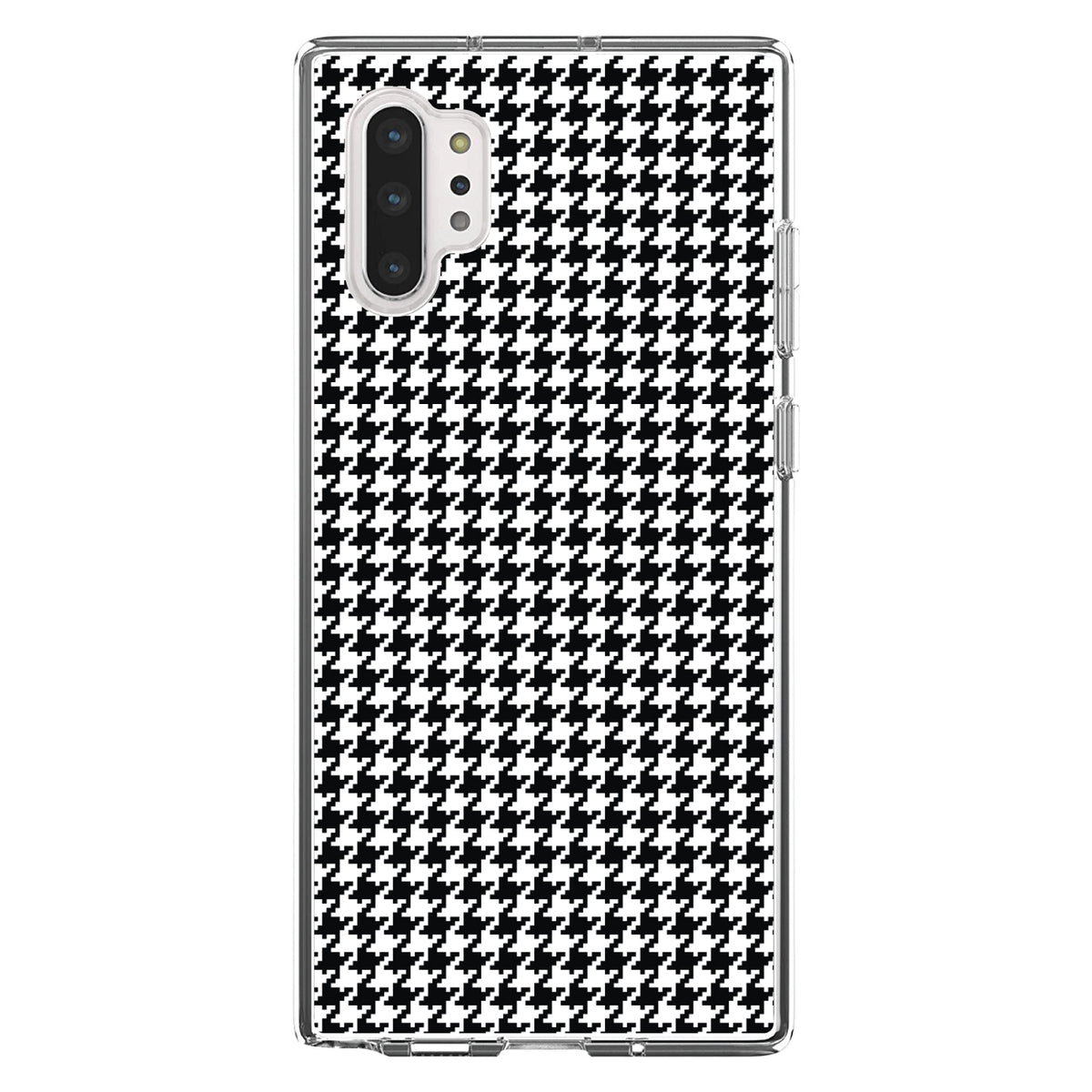 Black White Houndstooth Pattern Clear Shockproof iPhone Case, view 10
