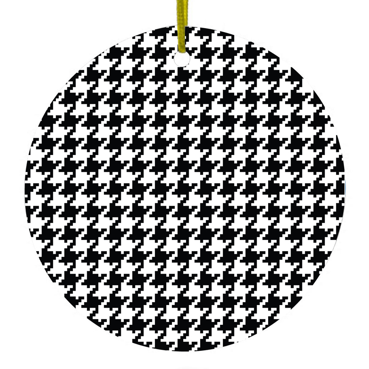 Black White Houndstooth Pattern Ceramic Ornament