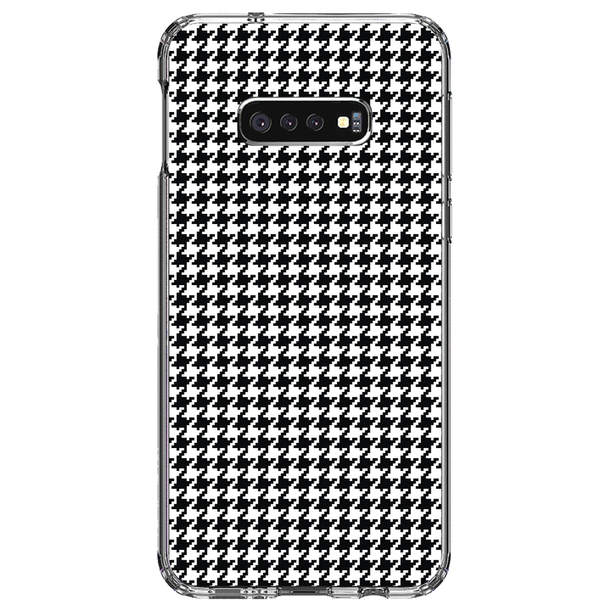 Black White Houndstooth Pattern Clear Shockproof iPhone Case, view 18