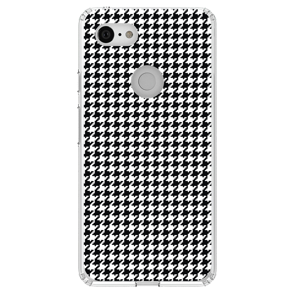 Black White Houndstooth Pattern Clear Shockproof iPhone Case, view 22