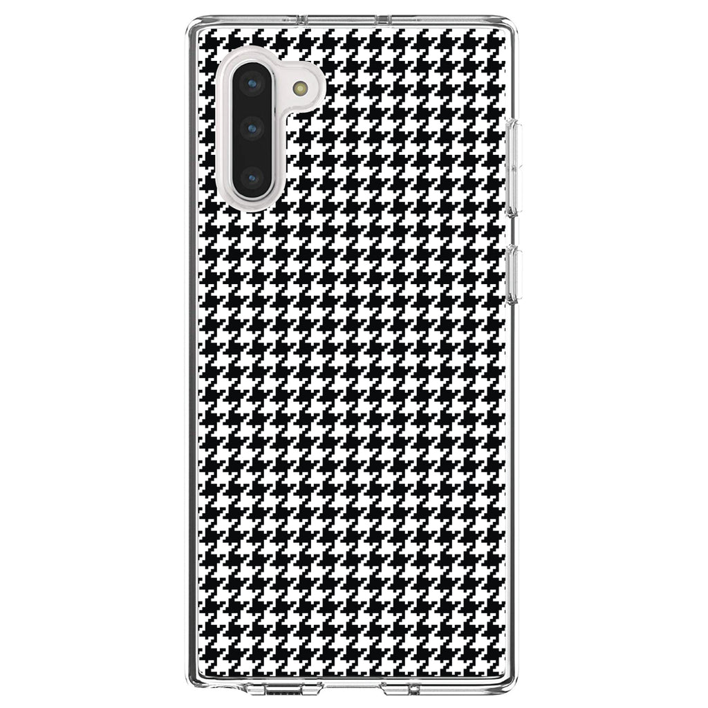 Black White Houndstooth Pattern Clear Shockproof iPhone Case, view 9