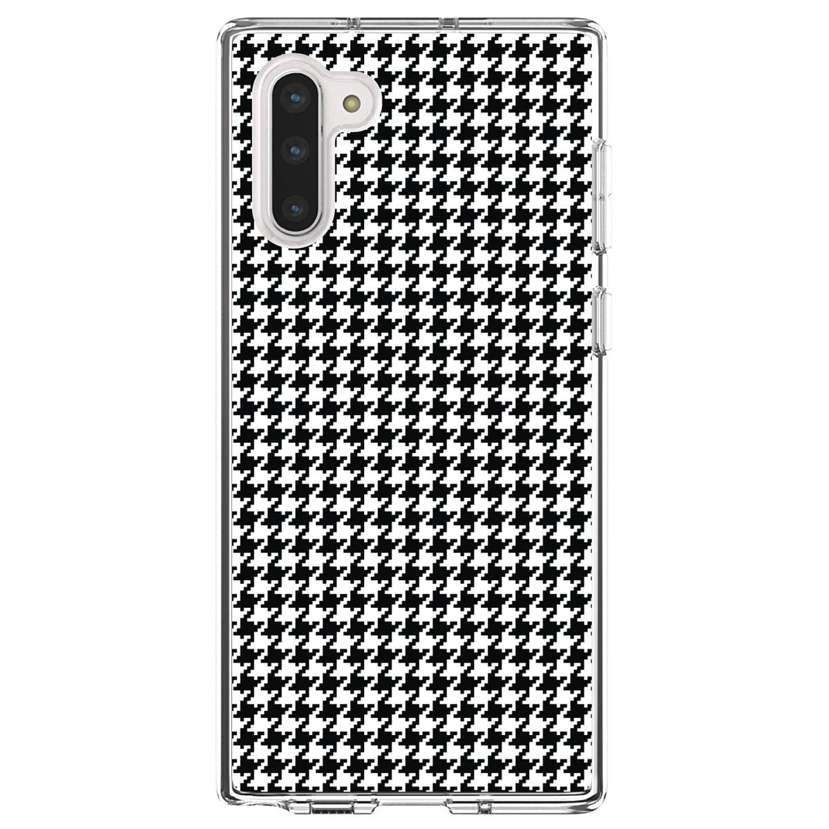Black White Houndstooth Pattern Clear Shockproof iPhone Case, view 9