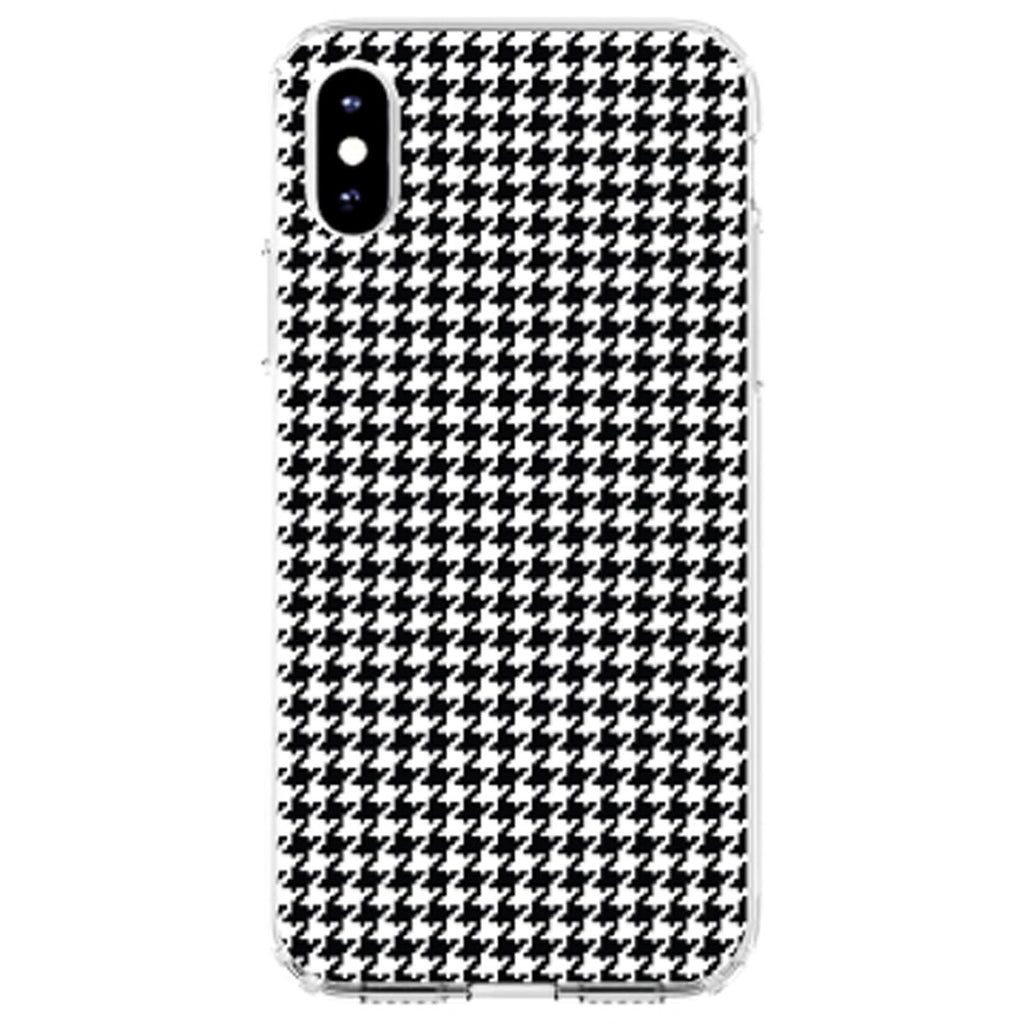 Black White Houndstooth Pattern Clear Shockproof iPhone Case, view 3