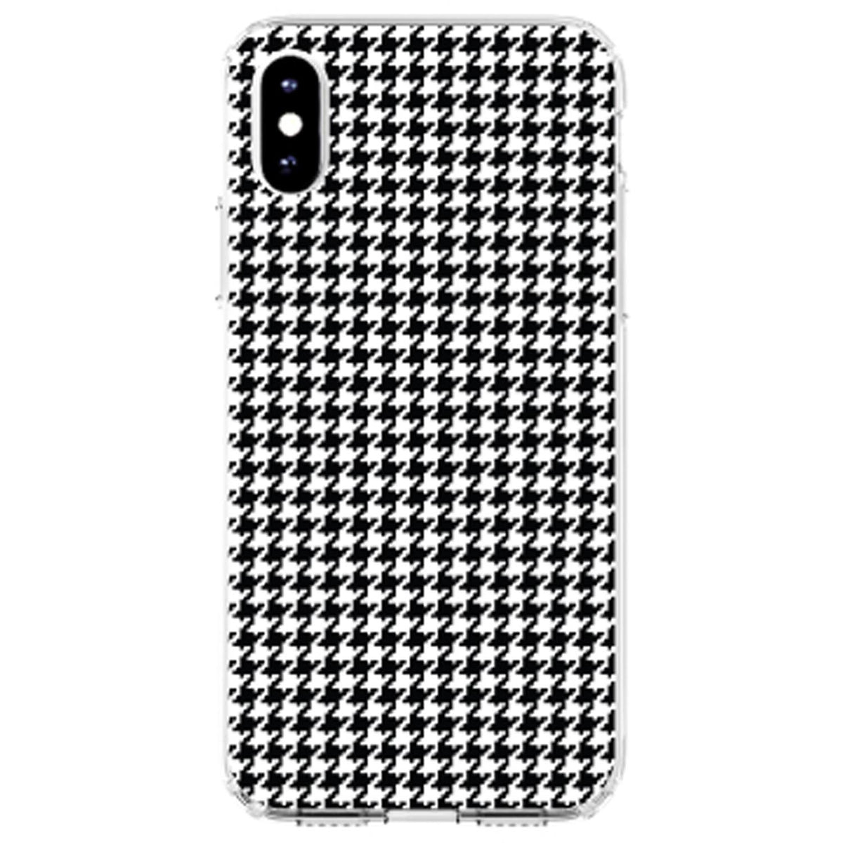 Black White Houndstooth Pattern Clear Shockproof iPhone Case, view 3