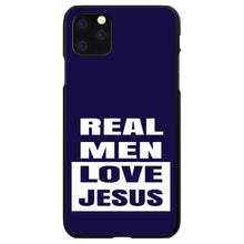 DistinctInk® Hard Plastic Snap-On Case for Apple iPhone or Samsung Galaxy - Navy Real Men Love Jesus