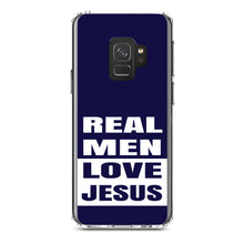 DistinctInk® Clear Shockproof Hybrid Case for Apple iPhone / Samsung Galaxy / Google Pixel - Navy Real Men Love Jesus