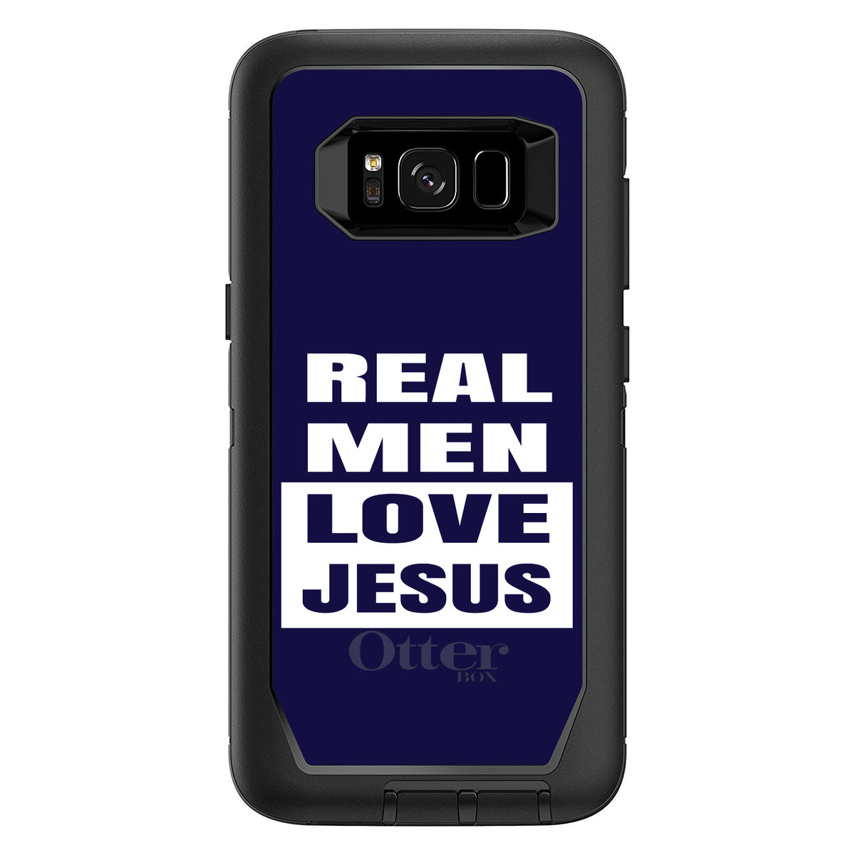 Navy Real Men Love Jesus OtterBox Defender Case for iPhone & Galaxy, view 12