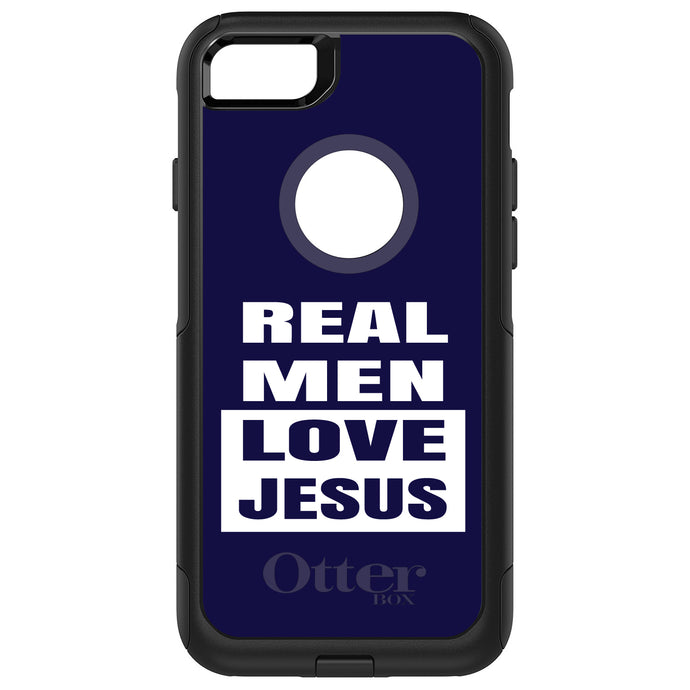 DistinctInk OtterBox Commuter Series Case for Apple iPhone or Samsung Galaxy - Navy Real Men Love Jesus