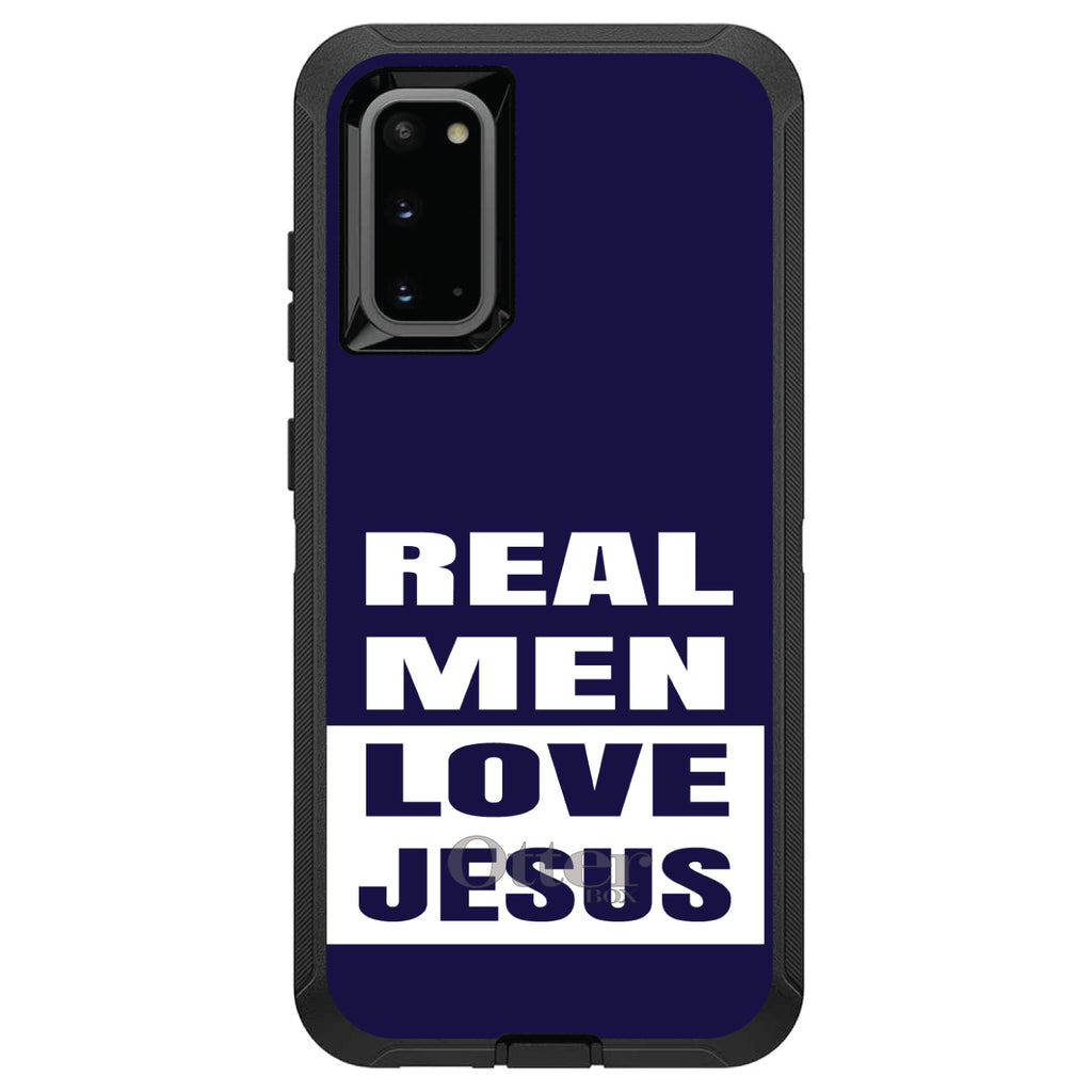 Navy Real Men Love Jesus OtterBox Defender Case for iPhone & Galaxy, view 8