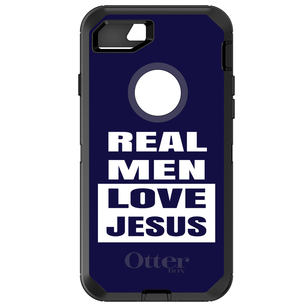 Navy Real Men Love Jesus OtterBox Defender Case for iPhone & Galaxy