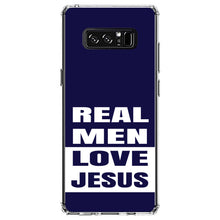 DistinctInk® Clear Shockproof Hybrid Case for Apple iPhone / Samsung Galaxy / Google Pixel - Navy Real Men Love Jesus